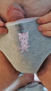 Wanking and moaning in teenie panties