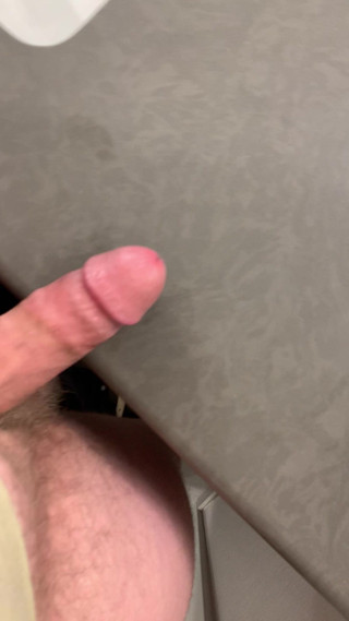 Smacking cock against counter