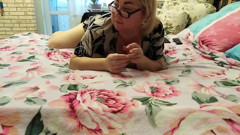 Again my mother-in-law helped me finish making a morning blowjob