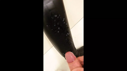 huge cumshot jerked off on my riding boots