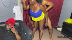 Busty ebony wife fucks sneaky big cock