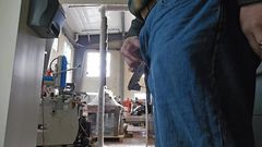 Emptying my bull balls in the open warehouse