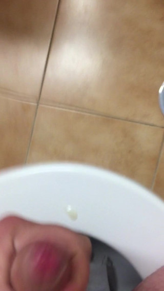 Big cumshot in bathroom