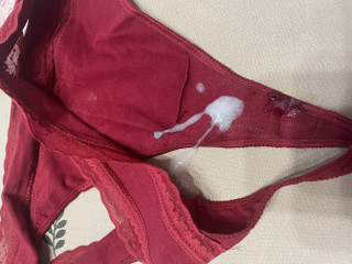 Cum over red thong thumbnail