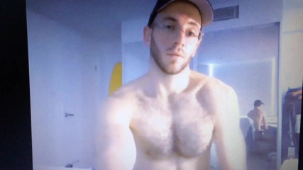 Bearded straight hairy daddy shows his monster cock