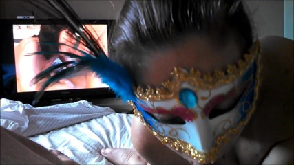 Masked Wife Sucks Hubby and Fingers his Asshole
