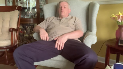 Horny daddy masturbating naked