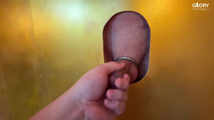 At the Gloryhole: How much does it squirt into the glass?