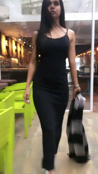 Sexy indian body in tight black dress