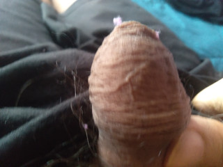 The young man likes to give affection to his enormous cock only in his bedroom