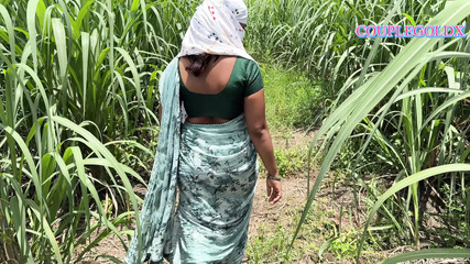Komal walked ahead into the sugarcane field and followed behind Ushka Lover