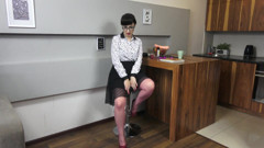Brunette in pink nylons went wild