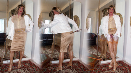 Spanking &amp; Wanking In Tight Shiny Satin
