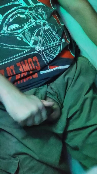 week sperm.  view from above. cargo pants
