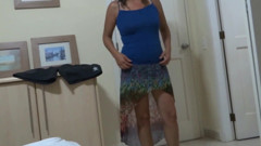 Mature Latina erotically exhibits herself while being masturbated watching her
