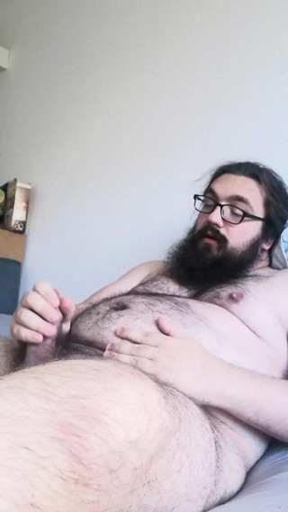 Fat bear cums through his gainer fantasy