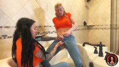 Goddess Jenevieve Hexxx and Serene Siren Jeans Catfight and Play!