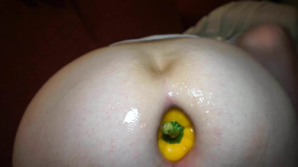 Giant peper in my asshole to a giant gape fist and prolapse