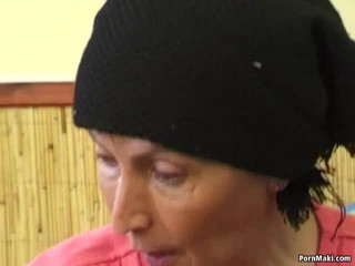 Hairy Granny Takes Young Cock On The Pool Table