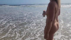 Playing at the nude beach.