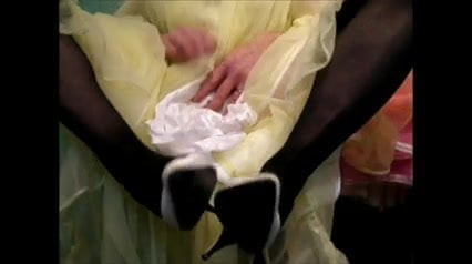 Masturbating in yellow negligee