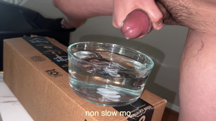 Jerking off in a bowl of water