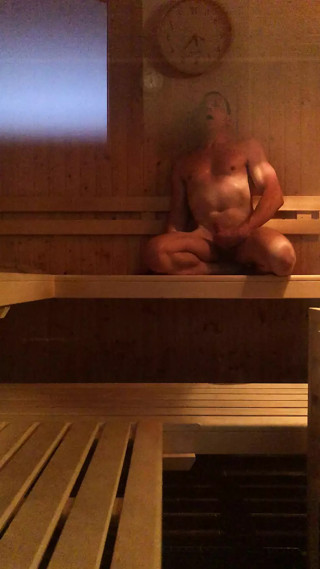 Jerking off in public Sauna