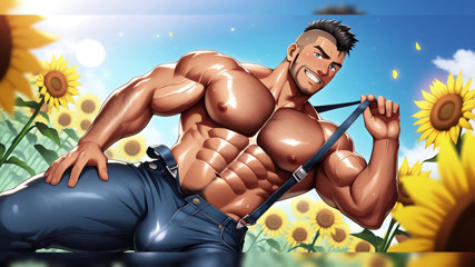 Hot Hunks Teasing Outdoors Made with Ai