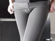 Grey Pantyhose over Black Lycra