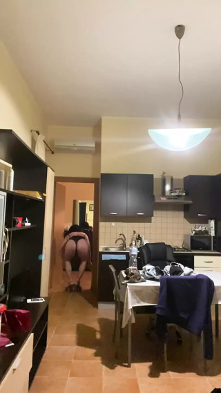 Crossdresser walks with big ass