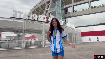 Horny Football Player Katty West Catches a Fan Near the Stadium to Have Sex