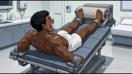 Med Bay Restraints - Bound To The Exam Table, Brush Rollers On Bare Soles (2D Anime Bara)