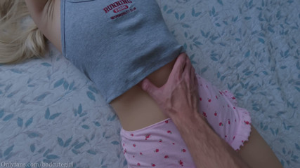 My stepbrother's caresses first make me freeze with pleasure, then drive me wild, and I tremble and experience intense orgasms