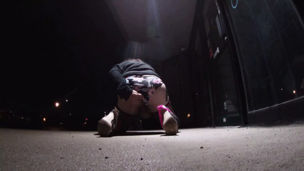 CD OUT in  a rainy night wearing  nylons and girdle solo masturbation 