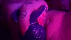 Big cunt whore fucking an inflatable dragon cock