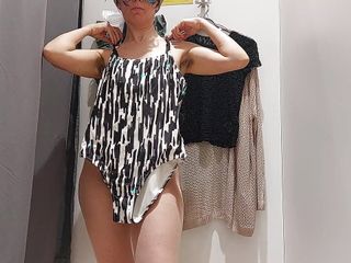 Sexy latina Fitting room hairy pussy 💥 Hot mom hairy pussy , big nipples and big ass