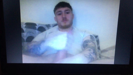 Str8 tattooed young bearded guy hard edging 10inch huge cock