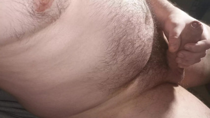Uncut cock cumshot