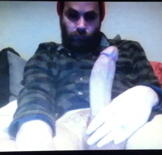 Bearded hairy daddy edges massive huge cock
