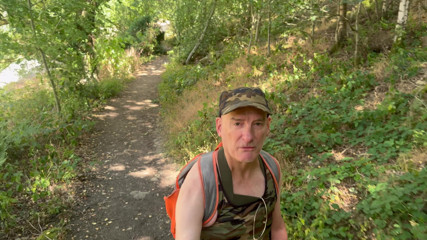 Camo harness and jock try-on outdoors