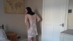 Striptease in Sexy White Lace Lingerie