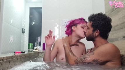 Creampieing Her Tight Asshole in the Bathtub