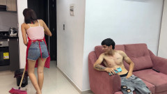 Finally I Was Left Alone with the Maid I Ended up Giving Her a Hard Fuck by Her Tight Ass
