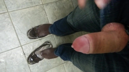 cum on girlfriends flats in public bathroom