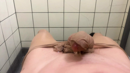 My new task, a horny experience for me in pantyhose with tied cock and a lot of piss (1)