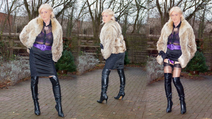 Dildo Riding Slut In Fur And Boots