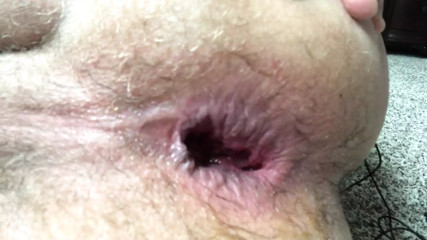 Cuckold uses anal toy and cums Gapping asshole husband cums
