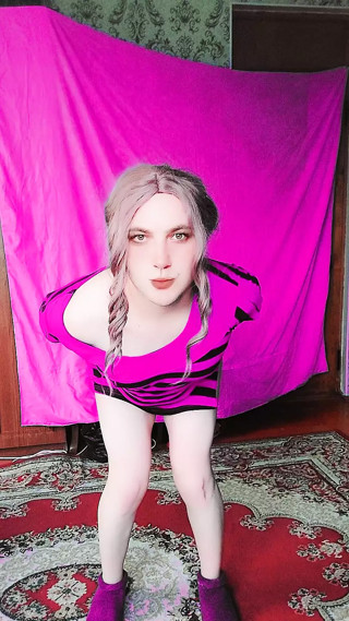 STRIPT DANCE SHOW PINKY DRESS HOT WHITE CUTE FEMBOY HOUSEWIFE CROSSDRESSER BABYSITTER TEEN MODEL YUMMY GAY MTF BOOTY SHEMALE