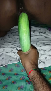 Desi sister-in-law put whole cucumber in