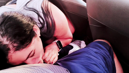 Hot Asian customer pays ride in Uber car with delicious blowjob on driver, naughty girl deepthroats and swallows it all